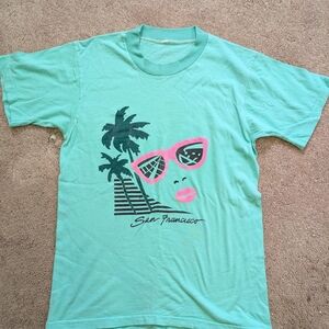 1980's Neon San Francisco California Sm/Med T-shirt Palm Trees and Sunglasses